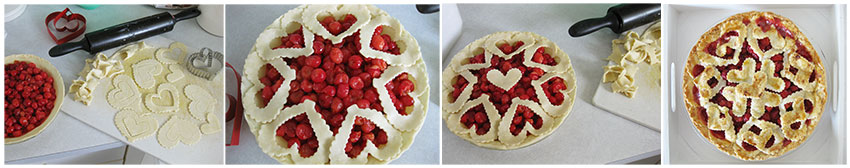 Progression of the pie photographed with our little pocket camera.