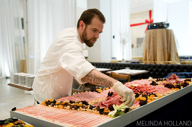 Chef Goossen prepares a beautiful table for a holiday party in Dec 2009