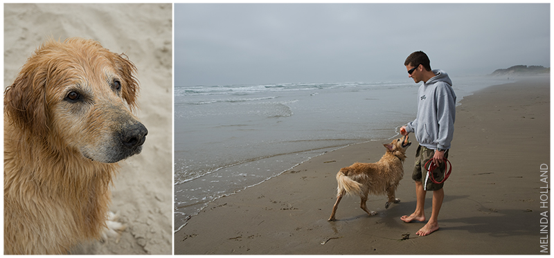 Playing on a beach in Oregon