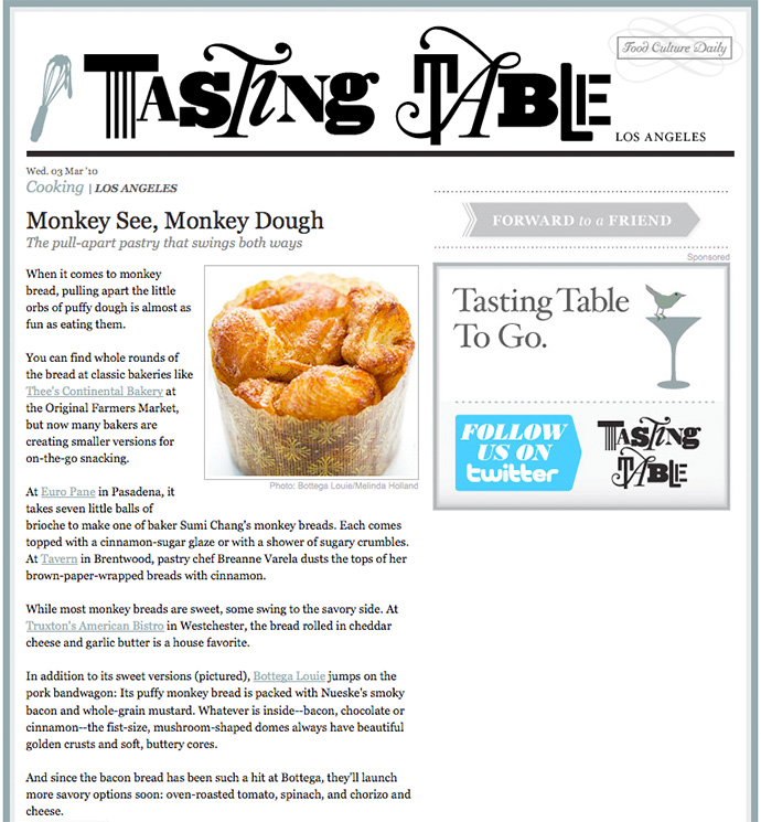 Monkey bread photo featured on Tasting Table LA
