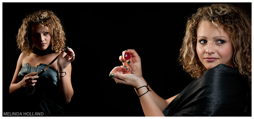 Hannah with knife, jewel, diptych